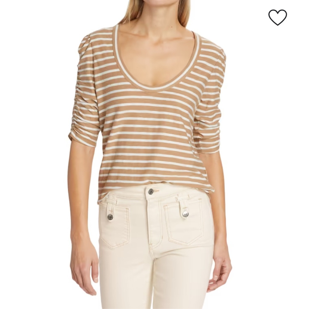 Veronica Beard Netto Striped Pima Cotton Tee. Size Small.